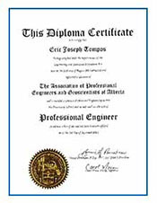 Eric Tompos Awarded Canadian Engineering License from APEGA